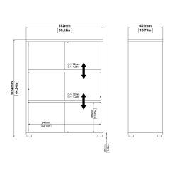 Futura hvid bogreol med 2 hylder 89,2  x 113,4 cm 