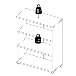 Futura hvid bogreol med 2 hylder 89,2  x 113,4 cm 