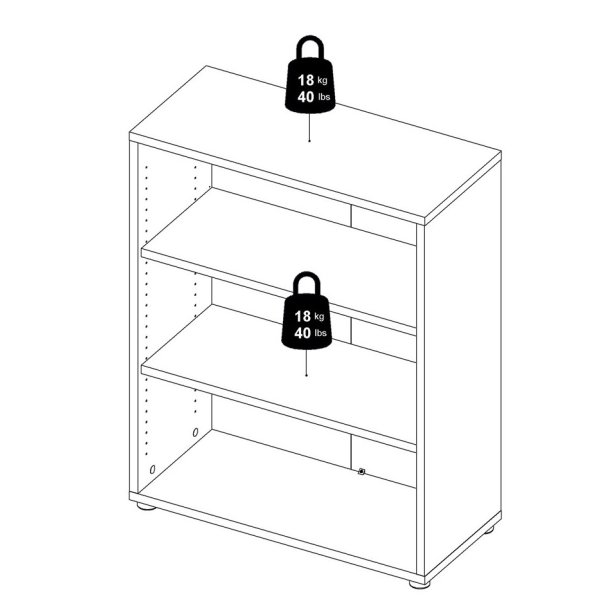 Futura hvid bogreol med 2 hylder 89,2  x 113,4 cm 