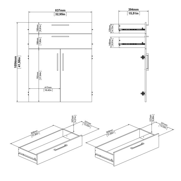 Futura hvid skuffe/lge pakke, passer til alle Futura bogreoler