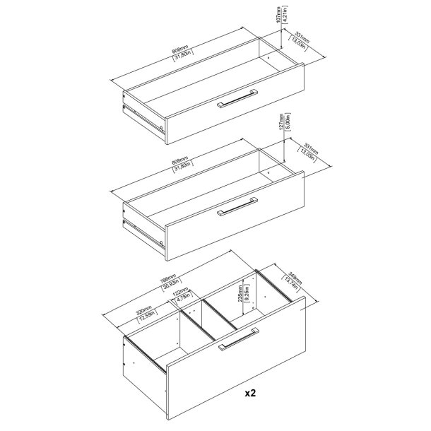 Futura hvid skuffepakkel med 4 skuffer, passer til alle Futura bogreoler