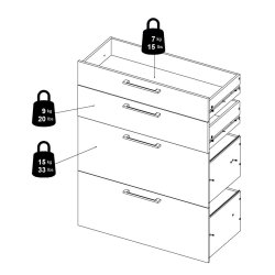 Futura hvid skuffepakkel med 4 skuffer, passer til alle Futura bogreoler