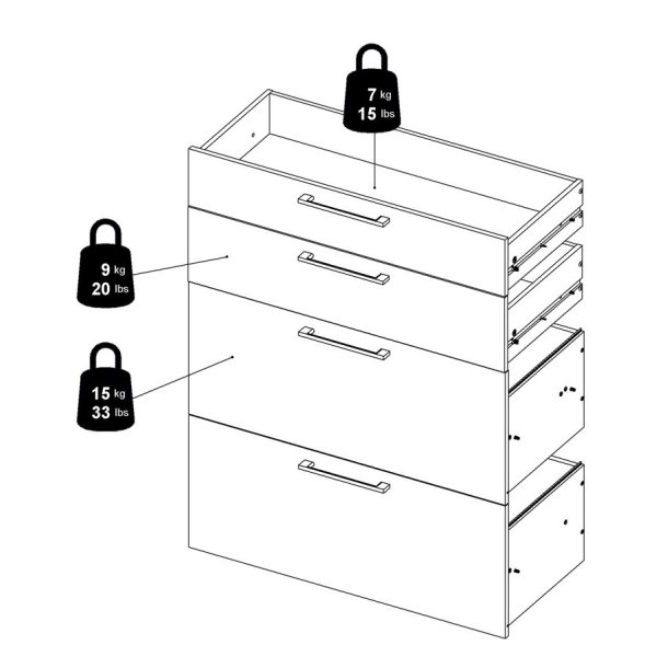 Futura hvid skuffepakkel med 4 skuffer, passer til alle Futura bogreoler