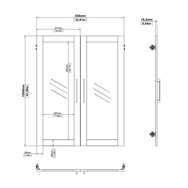 Futura hvid lgepakke med glasdre, passer til alle Futura reoler