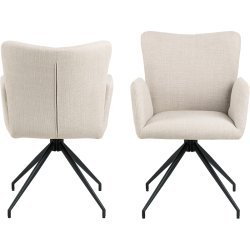 Sofie spisebordsstol med armln og drejefod i lys beige mbelstof