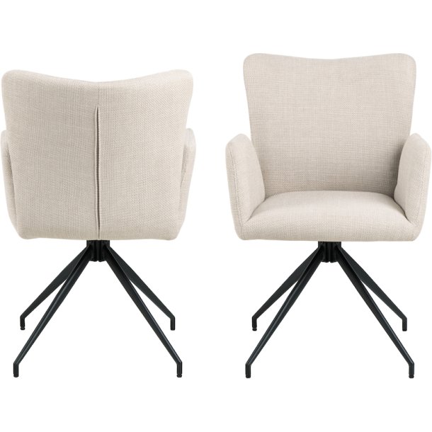 Sofie spisebordsstol med armln og drejefod i lys beige mbelstof