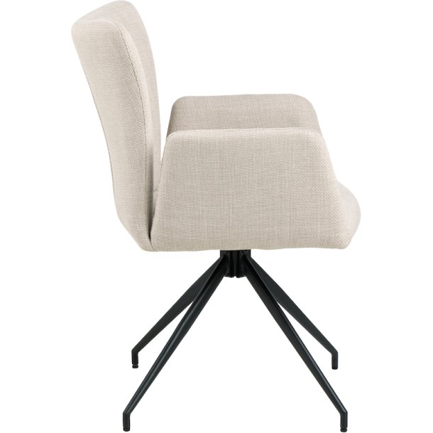 Sofie spisebordsstol med armln og drejefod i lys beige mbelstof