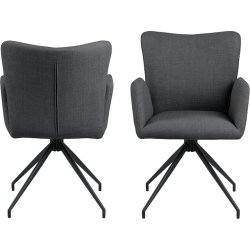 Sofie spisebordsstol med armln og drejefod i mrkegr mbelstof