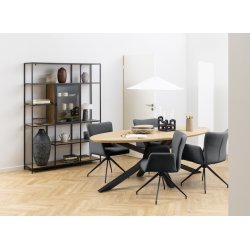 Sofie spisebordsstol med armln og drejefod i mrkegr mbelstof