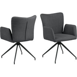 Sofie spisebordsstol med armln og drejefod i mrkegr mbelstof