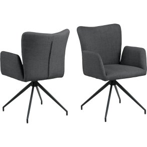 Sofie spisebordsstol med armln og drejefod i mrkegr mbelstof