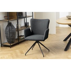 Sofie spisebordsstol med armln og drejefod i mrkegr mbelstof