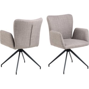 Sofie spisebordsstol med armln og drejefod i lys grbrunt mbelstofi