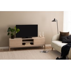 Tisvilde TV bord i hvidpigmenteret olieret egefiner 160 cm med 3 skaber