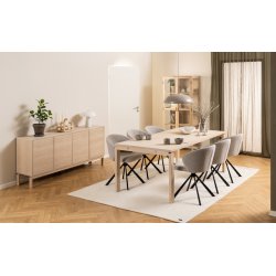 Tisvilde 80 cm vitrineskab i hvidpigmenteret egetr finer med 2 glasdre og 5 hylder.