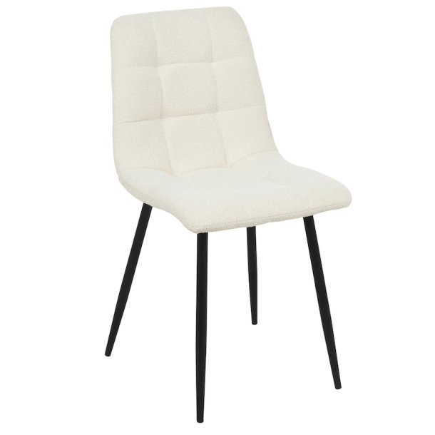 Munkebo spisebordsstol med kraftig polstring i hvid Boucl