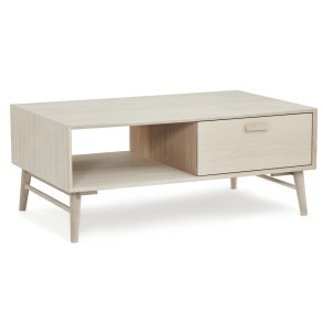 Egeskov sofabord i hvidolieret ege finr 120 x 75 cm, 2 skuffer med soft close