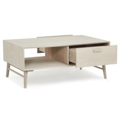 Egeskov sofabord i hvidolieret ege finr 120 x 75 cm, 2 skuffer med soft close