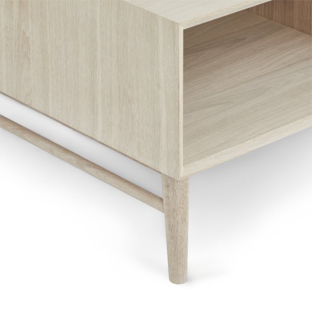 Egeskov sofabord i hvidolieret ege finr 120 x 75 cm, 2 skuffer med soft close
