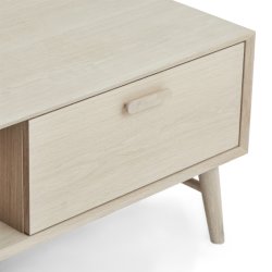 Egeskov sofabord i hvidolieret ege finr 120 x 75 cm, 2 skuffer med soft close