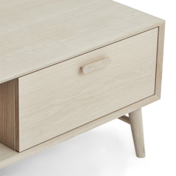 Egeskov sofabord i hvidolieret ege finr 120 x 75 cm, 2 skuffer med soft close