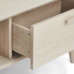 Egeskov sofabord i hvidolieret ege finr 120 x 75 cm, 2 skuffer med soft close
