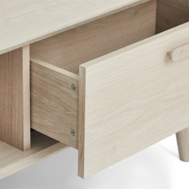 Egeskov sofabord i hvidolieret ege finr 120 x 75 cm, 2 skuffer med soft close