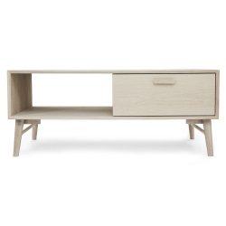 Egeskov sofabord i hvidolieret ege finr 120 x 75 cm, 2 skuffer med soft close