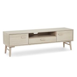 Egeskov TV bord i hvidolieret ege finr 160 x 42 cm med opbevaring og soft close