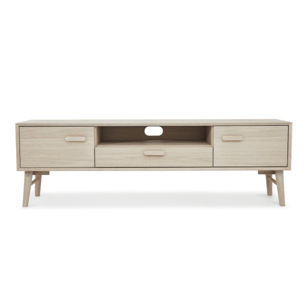 Egeskov TV bord i hvidolieret ege finr 160 x 42 cm med opbevaring og soft close