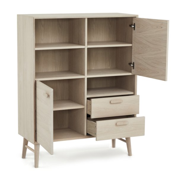 Egeskov sknk i hvidolieret ege finr 130 x 100 cm med soft close lger og skuffer