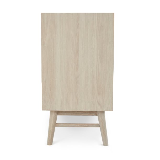 Egeskov skænk i hvidolieret ege finér 160 x 42 cm med 3 sektioner med soft close