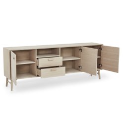 Egeskov sknk i hvidolieret ege finr 212 x 42 cm med 4 sektioner med soft close