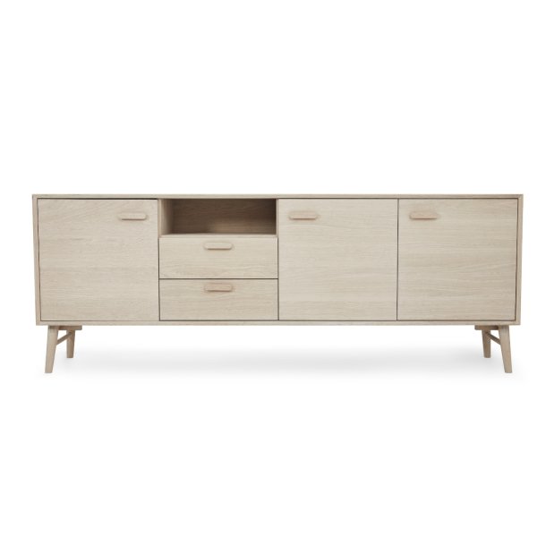 Egeskov sknk i hvidolieret ege finr 212 x 42 cm med 4 sektioner med soft close