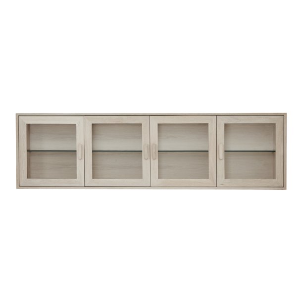 Egeskov hngevitrine i hvidolieret ege finr 212 x 60 cm med 4 skabe med indbygget LED lys