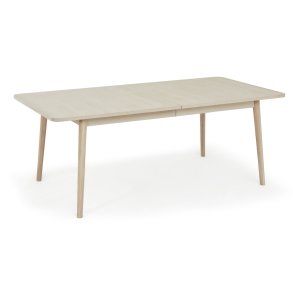 Tsinge spisebord i hvidolieret ege finr 200(300) x 100 cm med tillgsplader