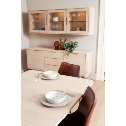 Tsinge spisebord i hvidolieret ege finr 200(300) x 100 cm med tillgsplader