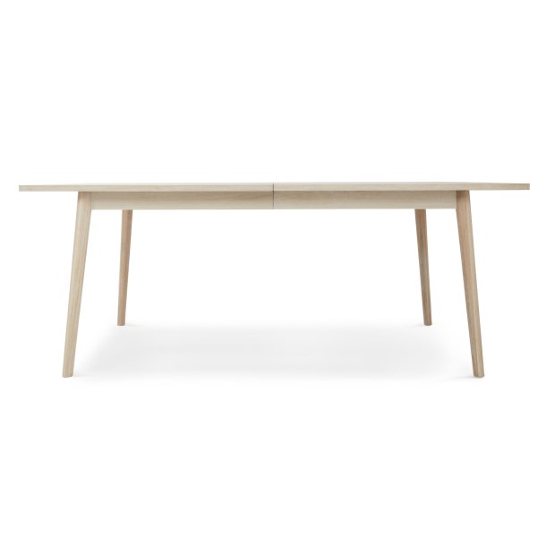 Tsinge spisebord i hvidolieret ege finr 200(300) x 100 cm med tillgsplader