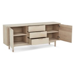 Tsinge sknk i hvidolieret ege finr 180 x 45 cm, 3 sektioner med soft close