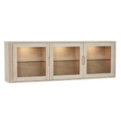Tsinge hngevitrine i hvidrolieret ege finr 180x60 cm, 3 skabe med softclose og indbygget LED lys