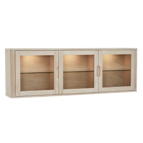 Tsinge hngevitrine i hvidrolieret ege finr 180x60 cm, 3 skabe med softclose og indbygget LED lys