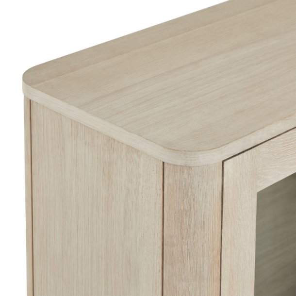 Tsinge hngevitrine i hvidrolieret ege finr 180x60 cm, 3 skabe med softclose og indbygget LED lys