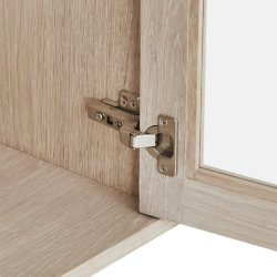 Tsinge hngevitrine i hvidrolieret ege finr 180x60 cm, 3 skabe med softclose og indbygget LED lys