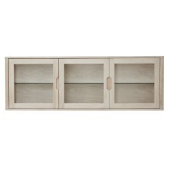 Tsinge hngevitrine i hvidrolieret ege finr 180x60 cm, 3 skabe med softclose og indbygget LED lys