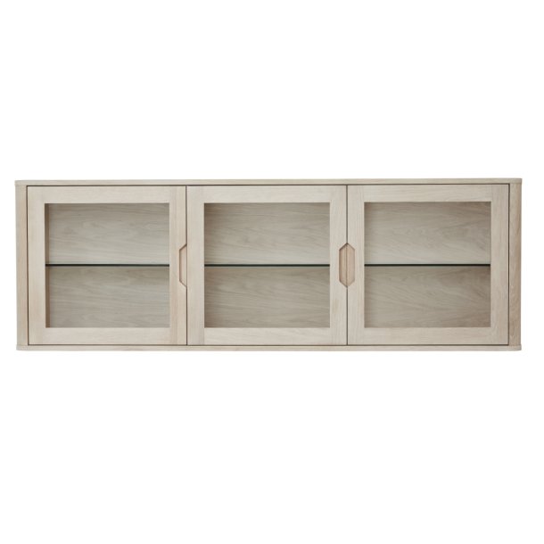 Tsinge hngevitrine i hvidrolieret ege finr 180x60 cm, 3 skabe med softclose og indbygget LED lys