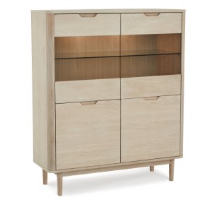 Tsinge sknk i hvidolieret ege finr 146 x 124 cm med soft close og indbygget LED lys