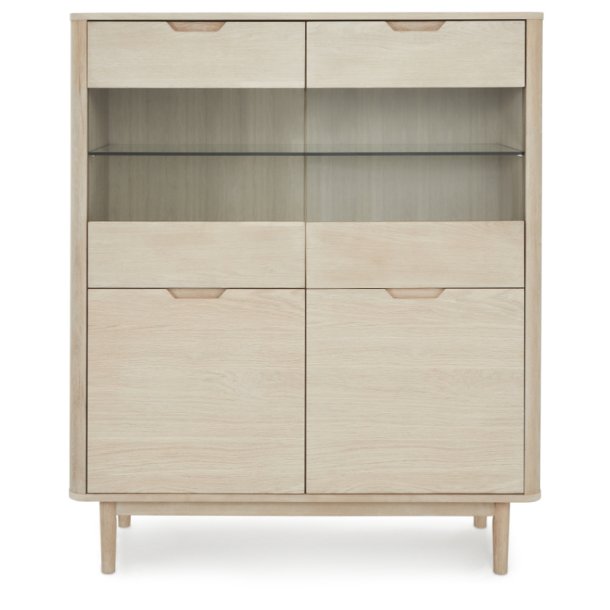 Tsinge sknk i hvidolieret ege finr 146 x 124 cm med soft close og indbygget LED lys