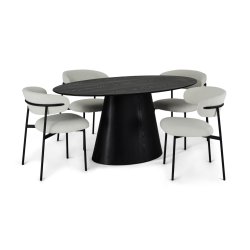 Samba ovalt spisebord 160x90 cm i ege finr sort