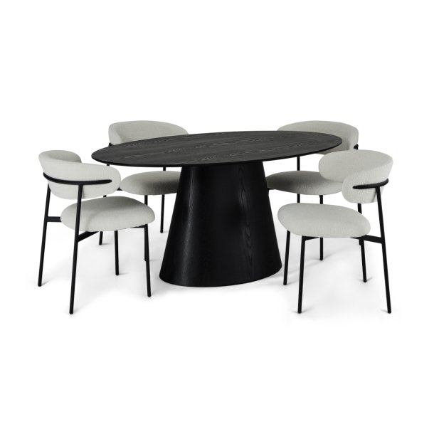 Samba ovalt spisebord 160x90 cm i ege finr sort