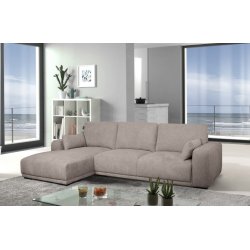 Santa Monica sofa med chaiselong til venstre i sandfarvet mbelstof